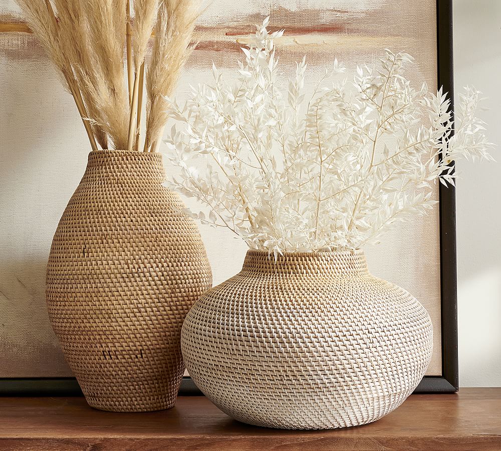 Woven Rattan Vases