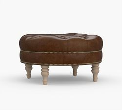 Martin Round Leather Ottoman