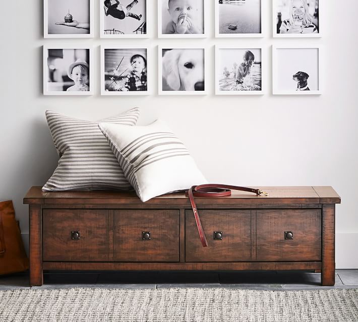 Wood bench with shelf sales