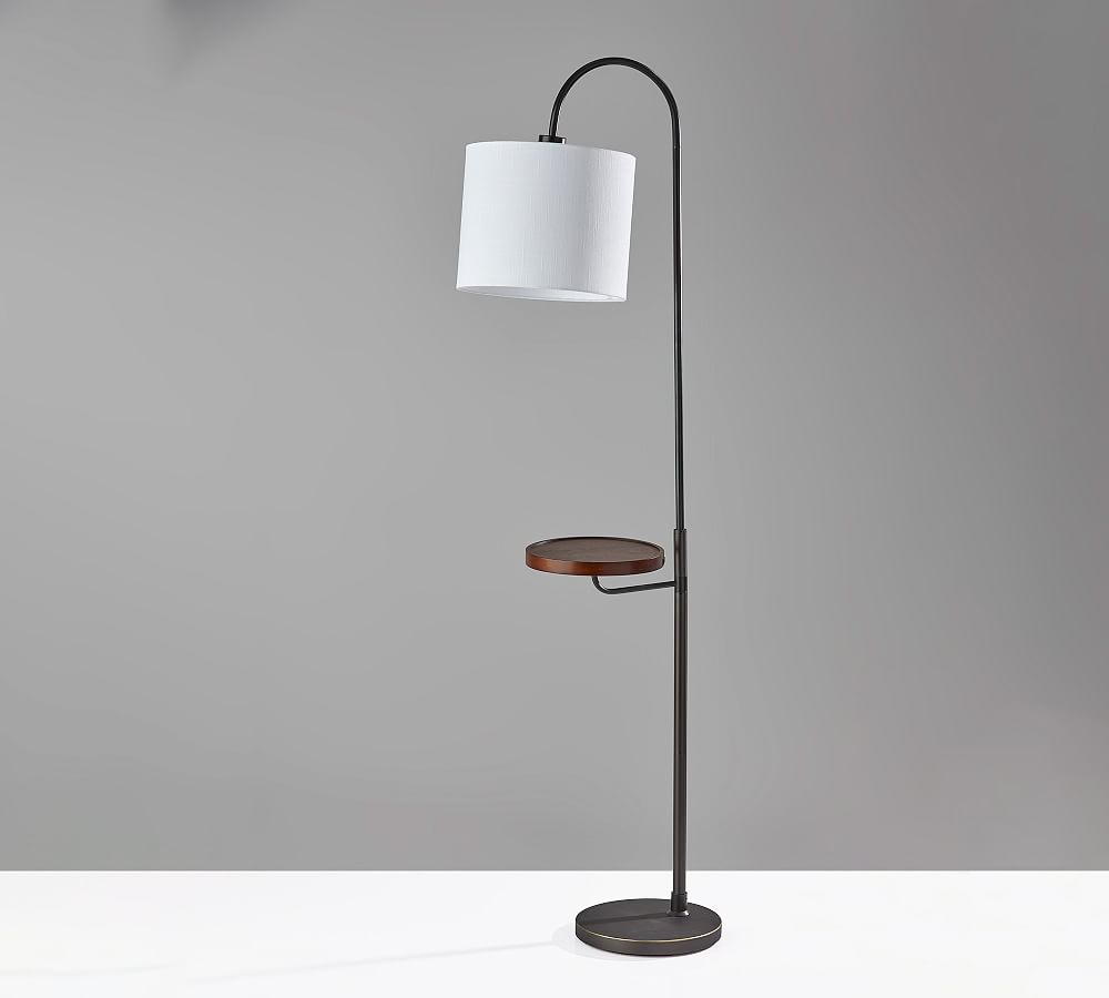 Edward Wooden Shelf Floor Lamp with USB Port (65&quot;)