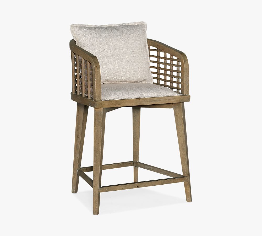 Surfrider Transitional Swivel Counter Stool in Beige and Brown