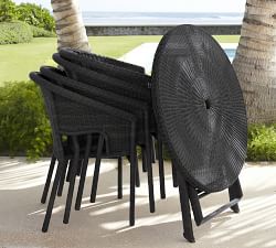 Palmetto Wicker Stackable Outdoor Dining Armchair, Black