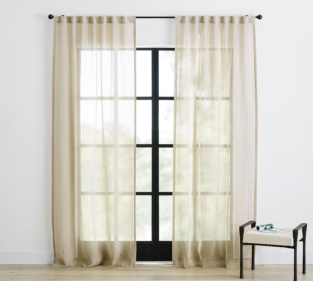 Open Box: Emery Linen Pinstripe Sheer Curtain