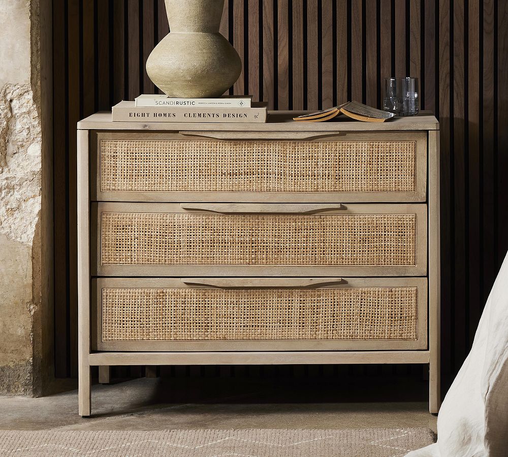 Dolores Cane 3-Drawer Nightstand (32&quot;)