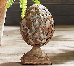 Galvanized Outdoor Artichoke Decorative Object - 17&quot;H