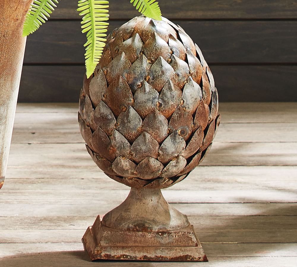 Galvanized Outdoor Artichoke Decorative Object - 17&quot;H
