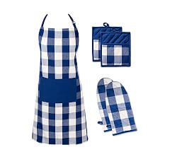 Buffalo Check Cotton Apron, Oven Mitt &amp; Pot Holder Set