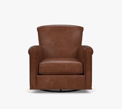 Irving Roll Arm Leather Swivel Glider