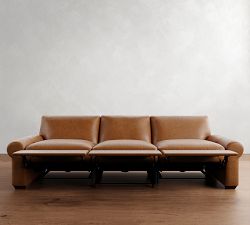 Big Sur Roll Arm Leather Power Reclining Sofa (84&quot;-140&quot;)