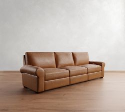 Big Sur Roll Arm Leather Power Reclining Sofa (84&quot;-140&quot;)