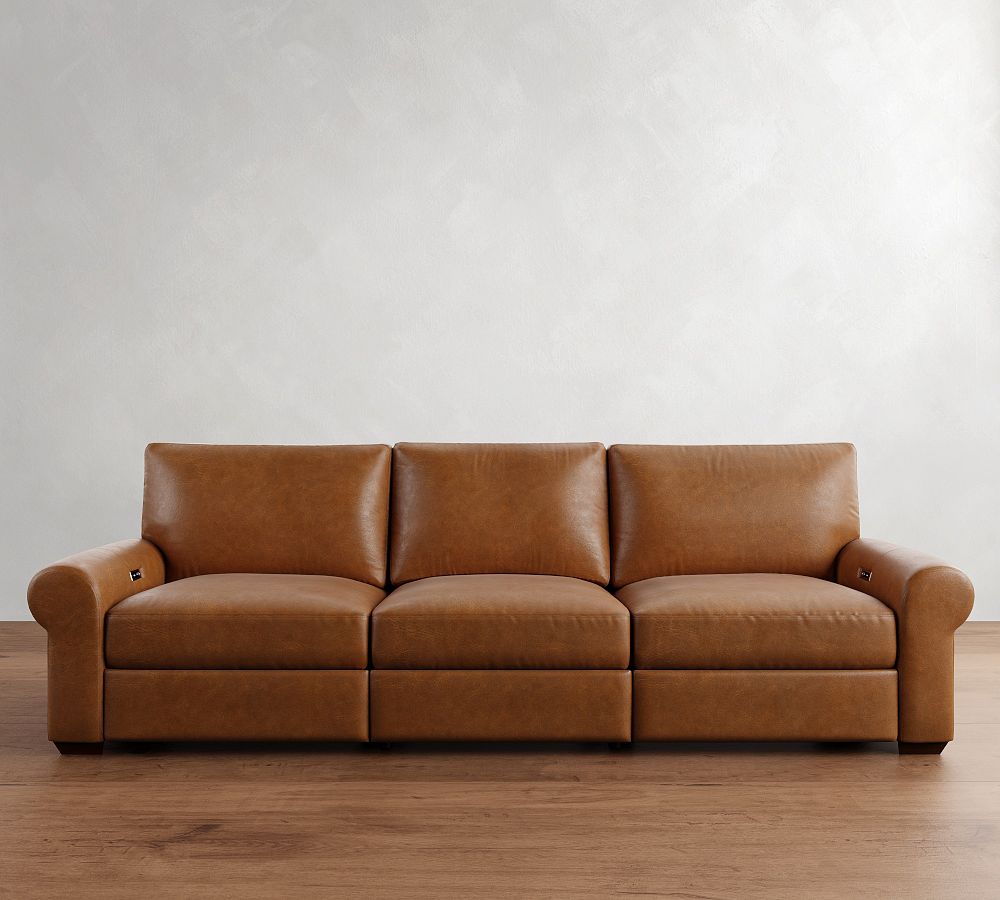 Big Sur Roll Arm Leather Power Reclining Sofa (84&quot;-140&quot;)