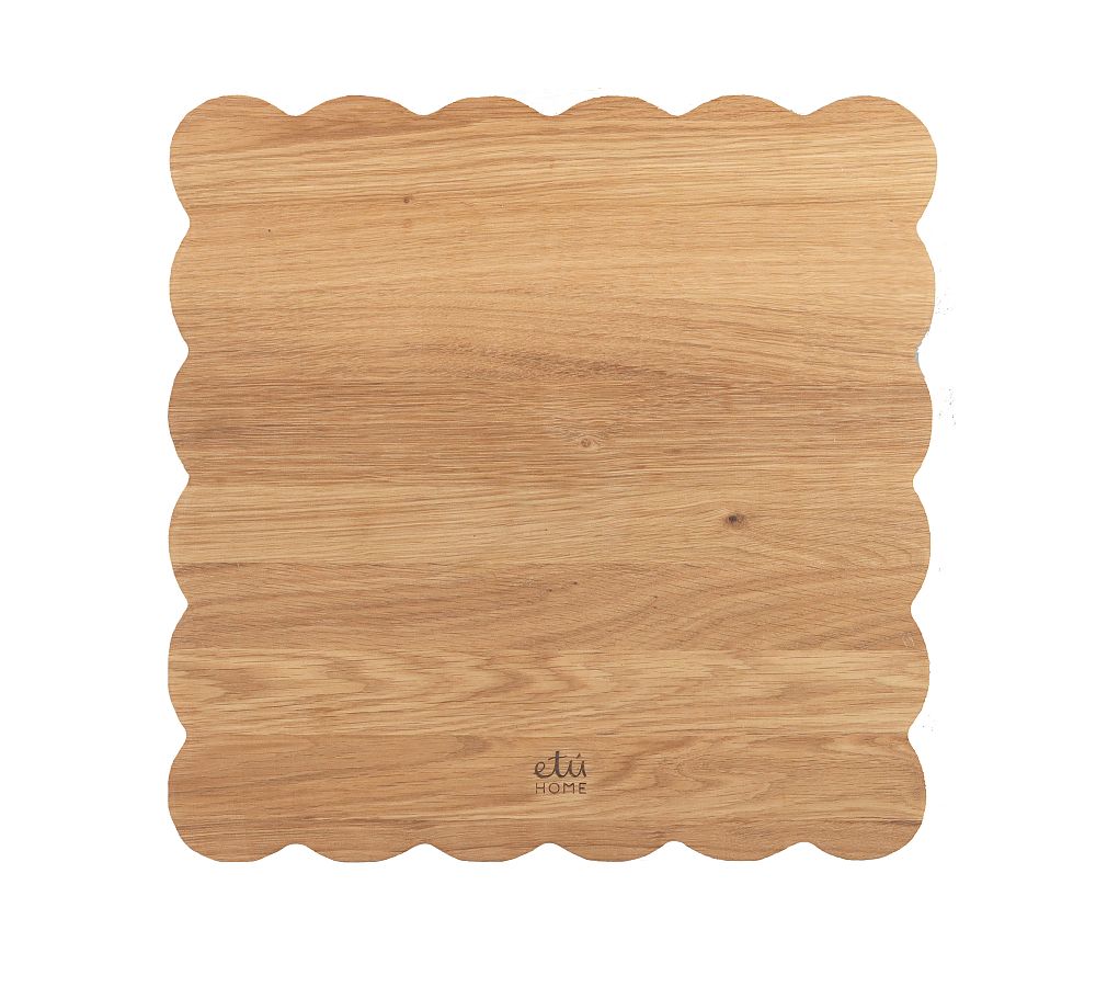 Handcrafted Square Scalloped Cutting Board, Small