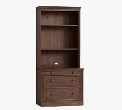 Livingston Bookcase with 2-Drawer Lateral File Cabinet, Brown Wash