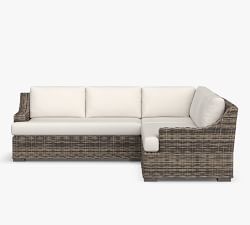 Huntington Wicker 3-Piece Loveseat Slope Arm Outdoor Sectional