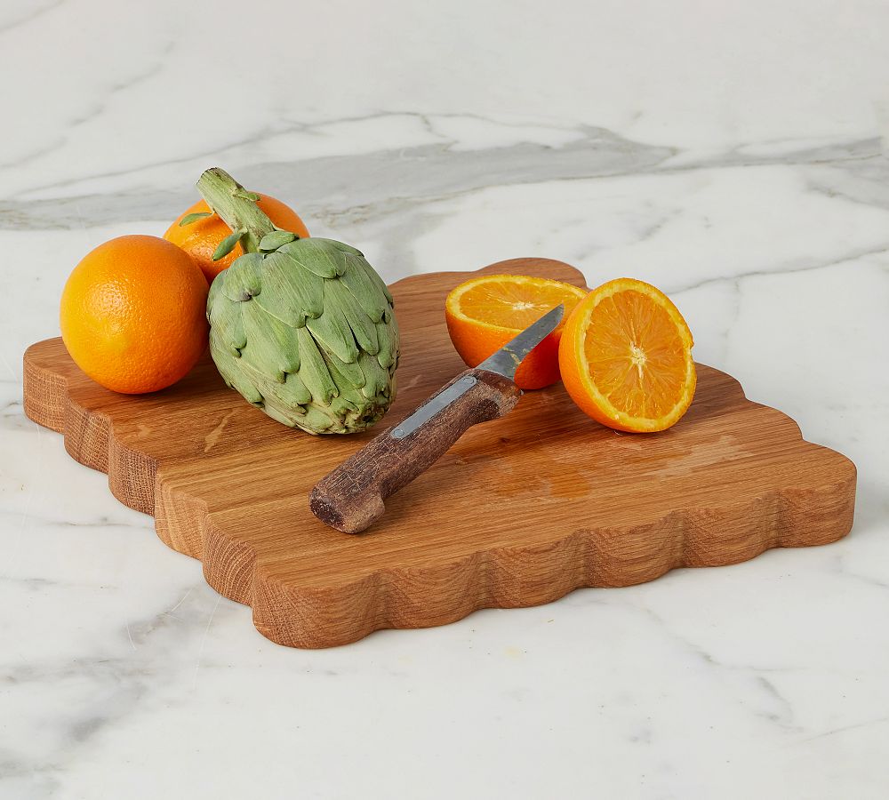 Handcrafted Square Scalloped Cutting Board, Small