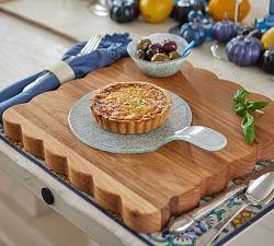 Handcrafted Square Scalloped Cutting Board, Small