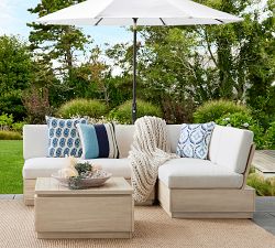 Indio Eucalyptus Modern Platform Armless Outdoor Lounge Chair