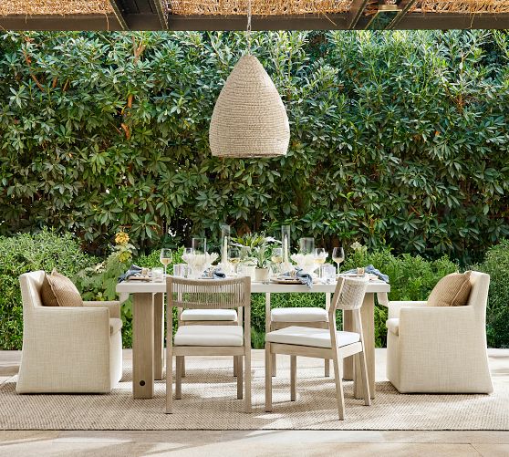 Abbott Concrete & Acacia Petite Chunky Leg Outdoor Dining Table (72")