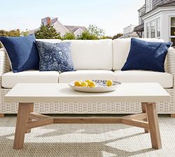 Rustic Farmhouse Concrete-Top Rectangular Outdoor Coffee Table (52&quot;)