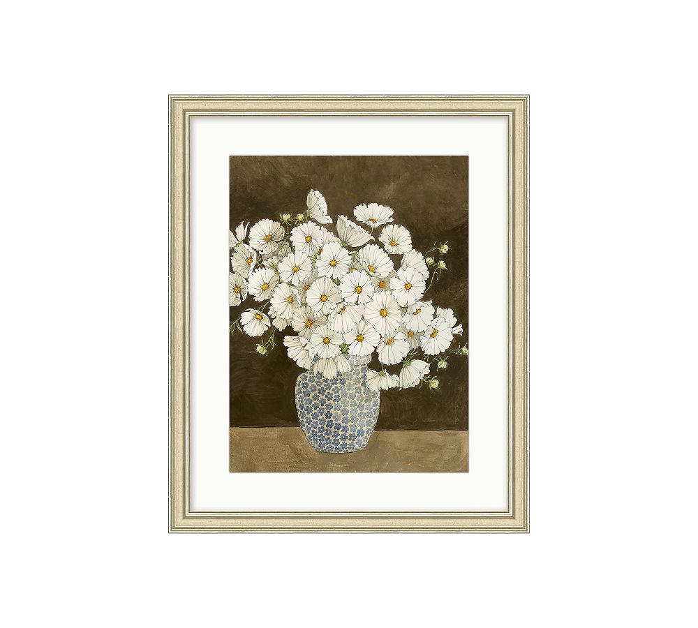 White Flowers in Blue Vase by Carleigh Courey