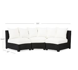 Palmetto All-Weather Wicker 3-Piece Rounded Armless Sectional Set, Black