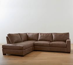 Turner Square Arm Leather Return Bumper Sectional (106&quot;&ndash;125&quot;)