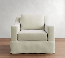 York Slope Arm Slipcovered Swivel Chair