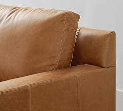 York Square Arm Leather Sofa (60&quot;&ndash;95&quot;)