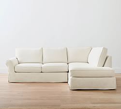 PB Comfort Roll Arm Slipcovered Return Bumper Sectional (124&quot;)