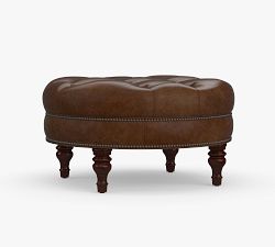 Martin Round Leather Ottoman