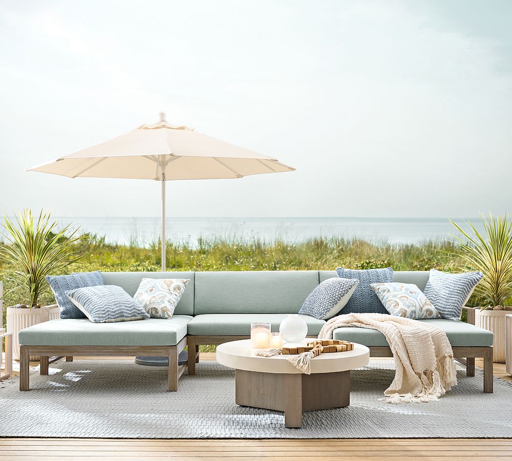 Indio Eucalyptus 3-Piece U-Shaped Double Chaise Outdoor Sectional (140&quot;)