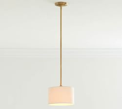 Linen Drum Shade Pole Pendant (10&quot;-14&quot;)