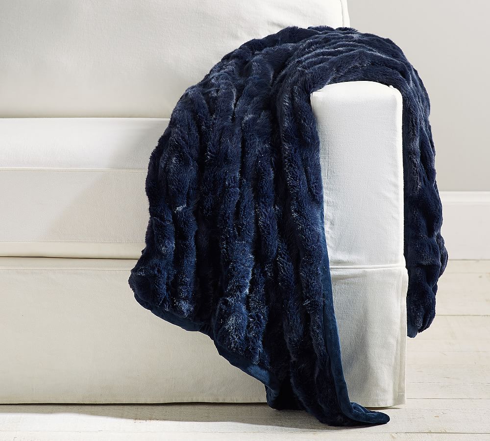 Monique Lhuillier Faux Fur Ruched Throw