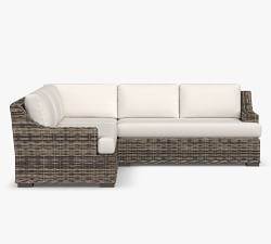 Huntington Wicker 3-Piece Loveseat Slope Arm Outdoor Sectional