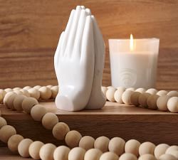 Mindfulness Ivory Stamped Glass Candle - Cerulean Sea