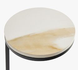 Delaney Marble Round Outdoor C-Table (10&quot;)