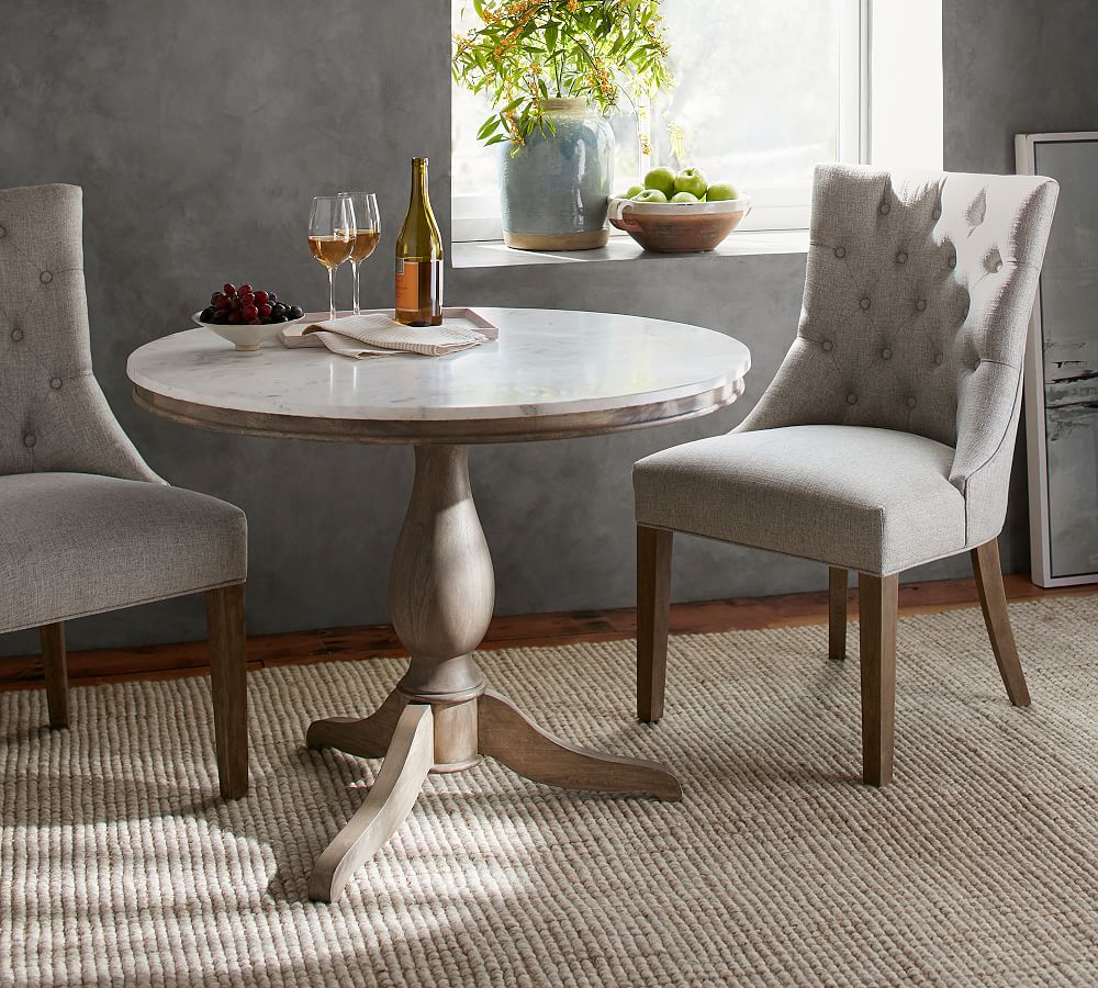 Alexandra Round Marble Pedestal Dining Table