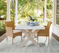 Indio Concrete &amp; Eucalyptus X-Base Outdoor Dining Table (72&quot;)