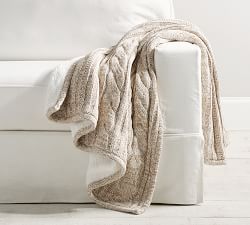 Heathered Cable Knit Sherpa Back Throw