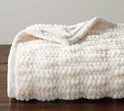 Faux Fur Honeycomb Throw Blanket