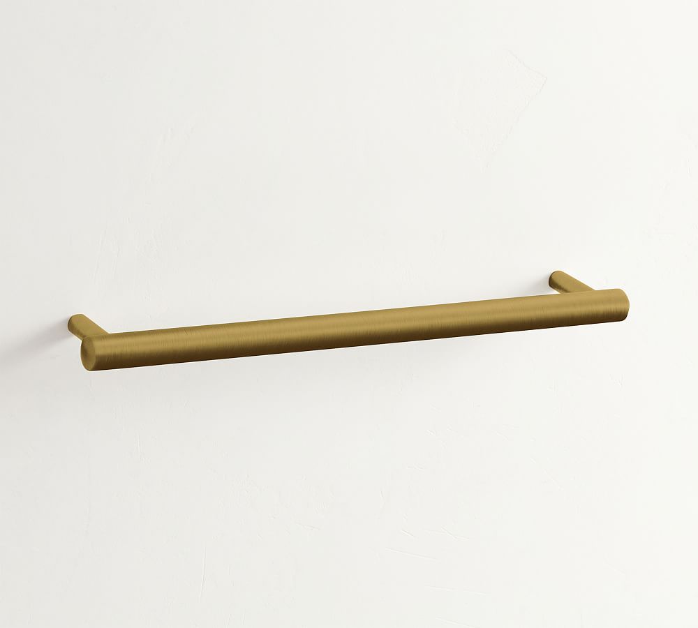 8" Tumbled Brass Modern Drawer Pull Bar