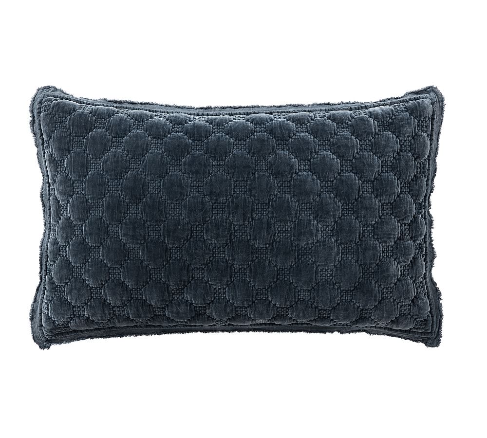 Velvet Lattice Handcrafted Quilted Sham (Cobalt, King, Set of 2)