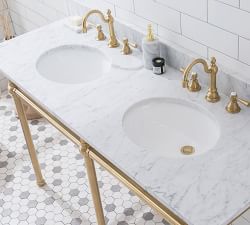 Aveline 60-72&quot; Marble Top Double Sink Vanity