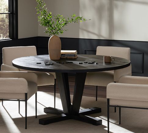 Reclaimed wood circle dining table sales