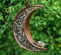 Crescent Moon Shaped Copper Bird Feeder