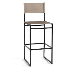 OPEN BOX: Hardy Leather Bar Stool, Bronze/Gray Leather