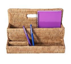 Tava Handwoven Rattan Standing Stationery Sorter