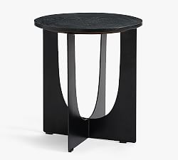 Geo Cut Round Marble Accent Table