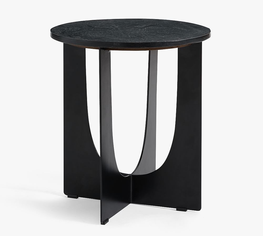 Geo Cut Round Marble Accent Table
