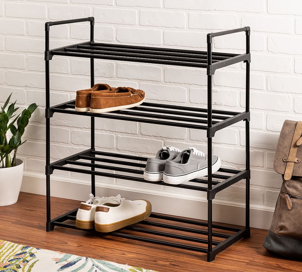 4-Tier Shoe Rack - Black
